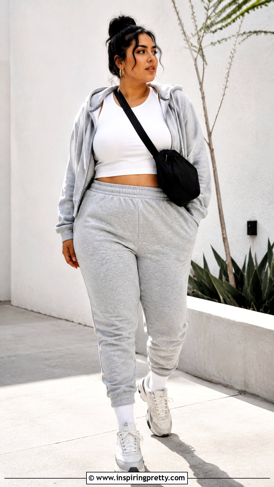 White Crop Top And Gray Joggers Outfit - 20 athleisure outfits crop tops