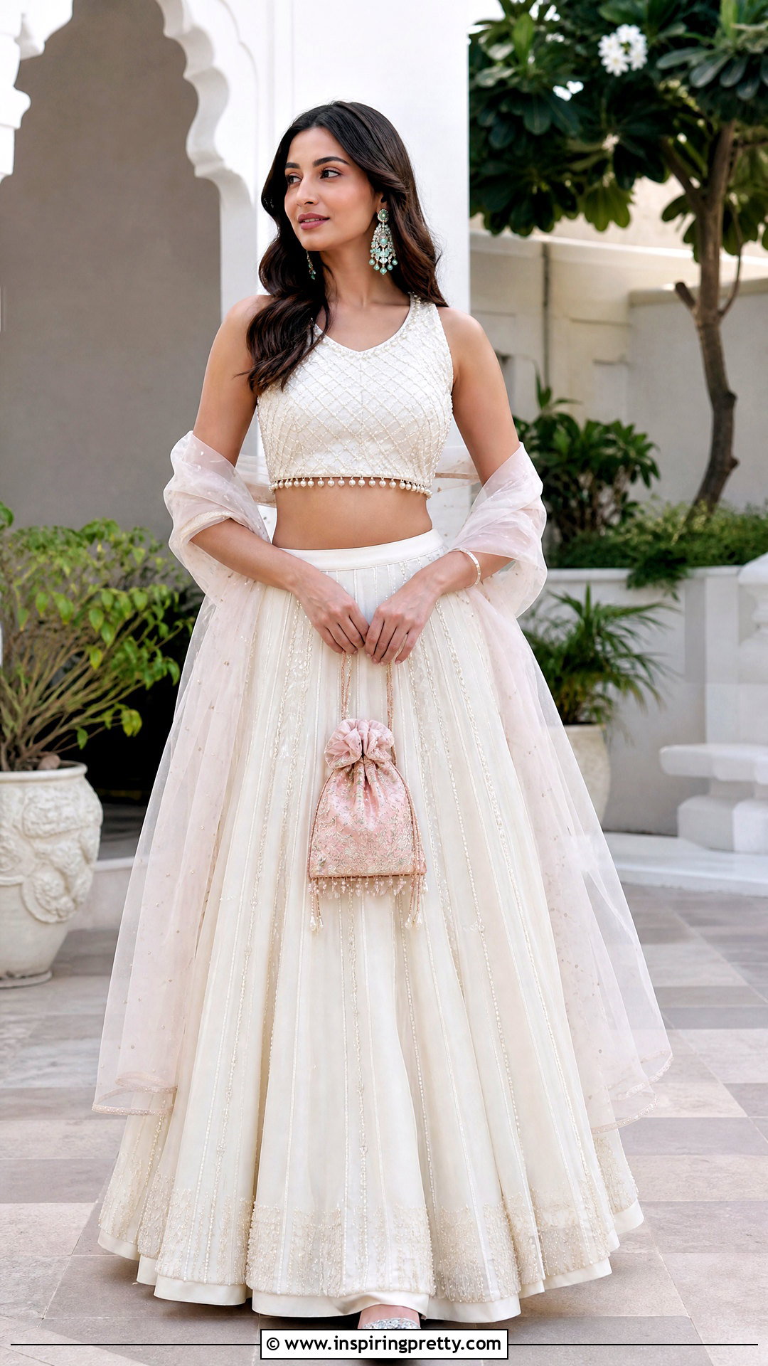 White Crop Top Lehenga - 50 crop top lehenga outfit ideas