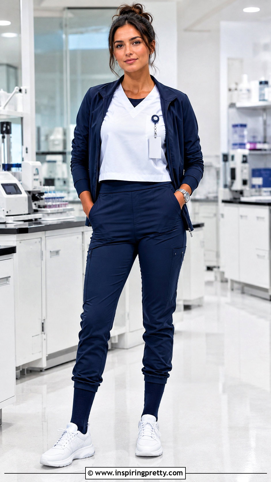 White Crop Top Scrubs With Navy Pants - 25 crop top scrubs