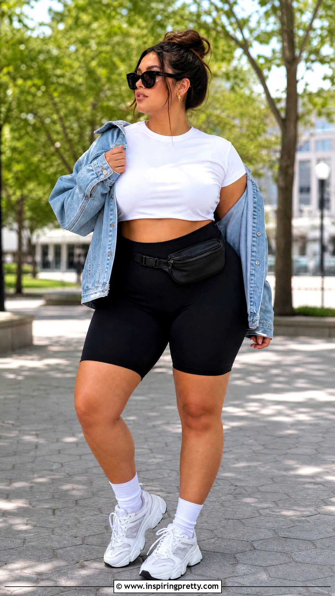 White Crop Top With Biker Shorts - 50 white crop top outfit ideas