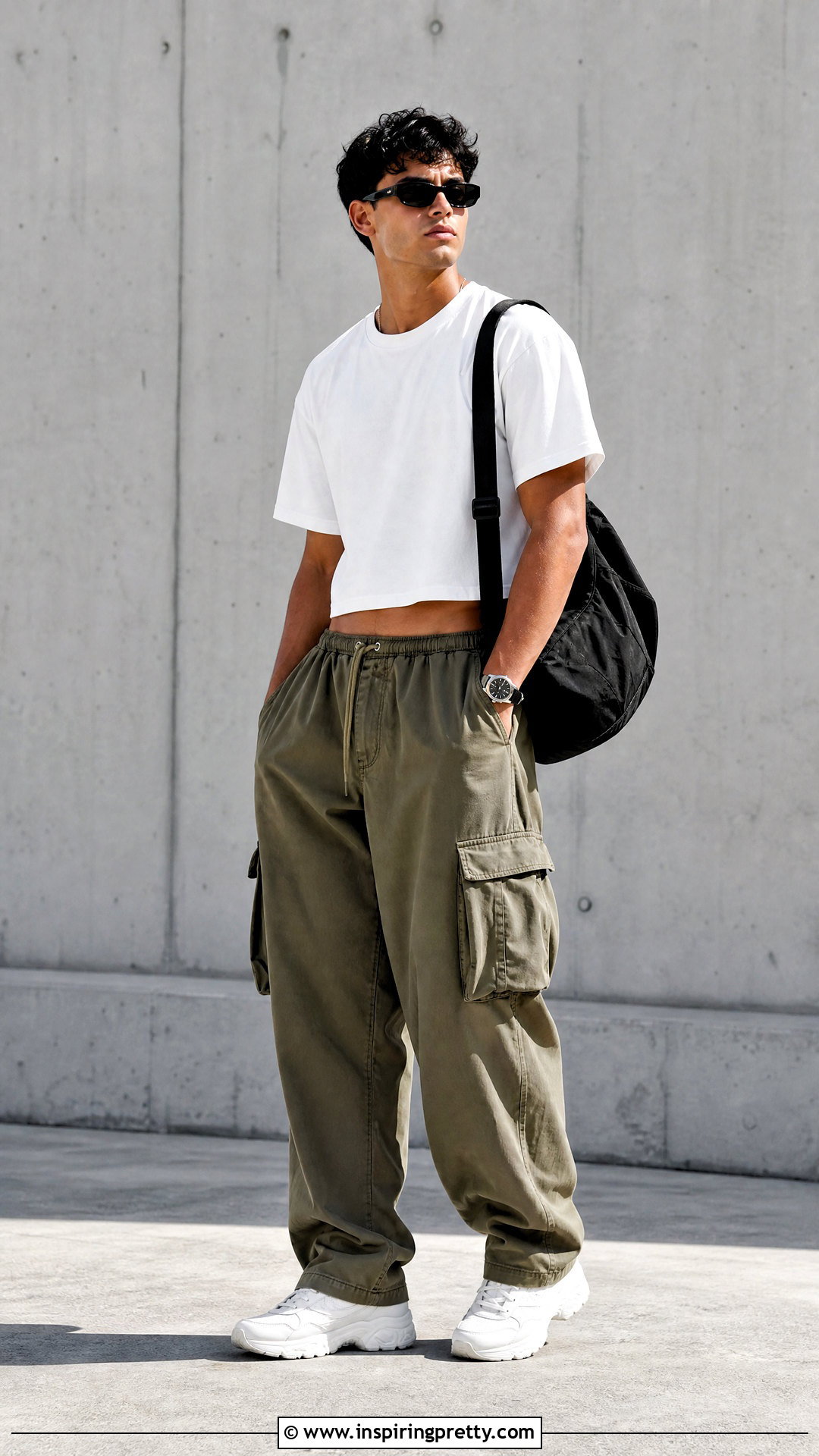 White Crop Top With Cargo Pants - 25 man crop top aesthetic ideas