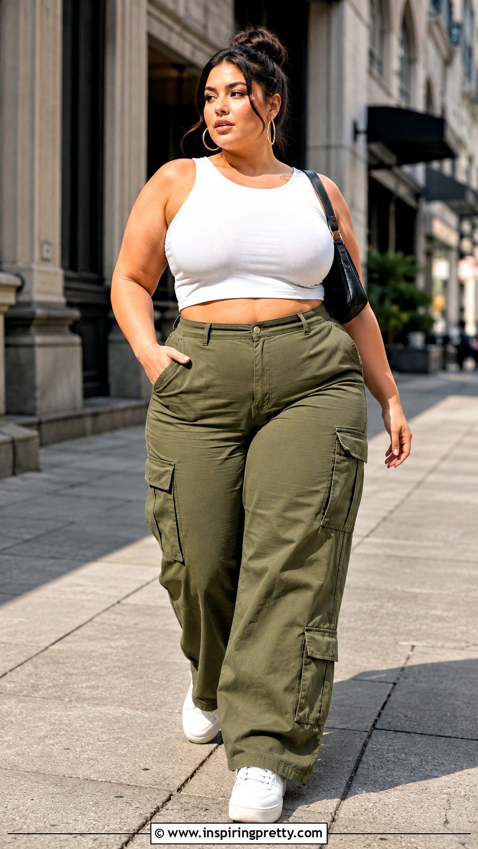 White Crop Top With Cargo Pants - 25 White Crop Top Outfit Plus Size Ideas