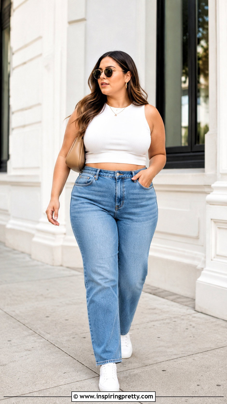 White Crop Top With High Waisted Jeans - 20 little crop tops outfit ideas