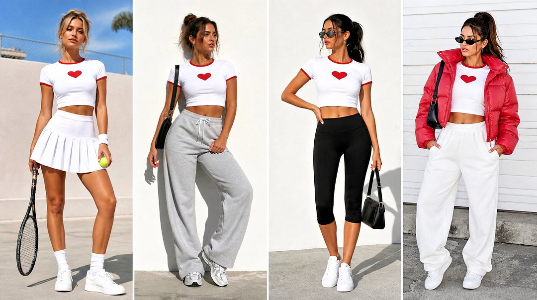 25 White Crop Top With Red Writing Outfit Ideas for Y2K Fans