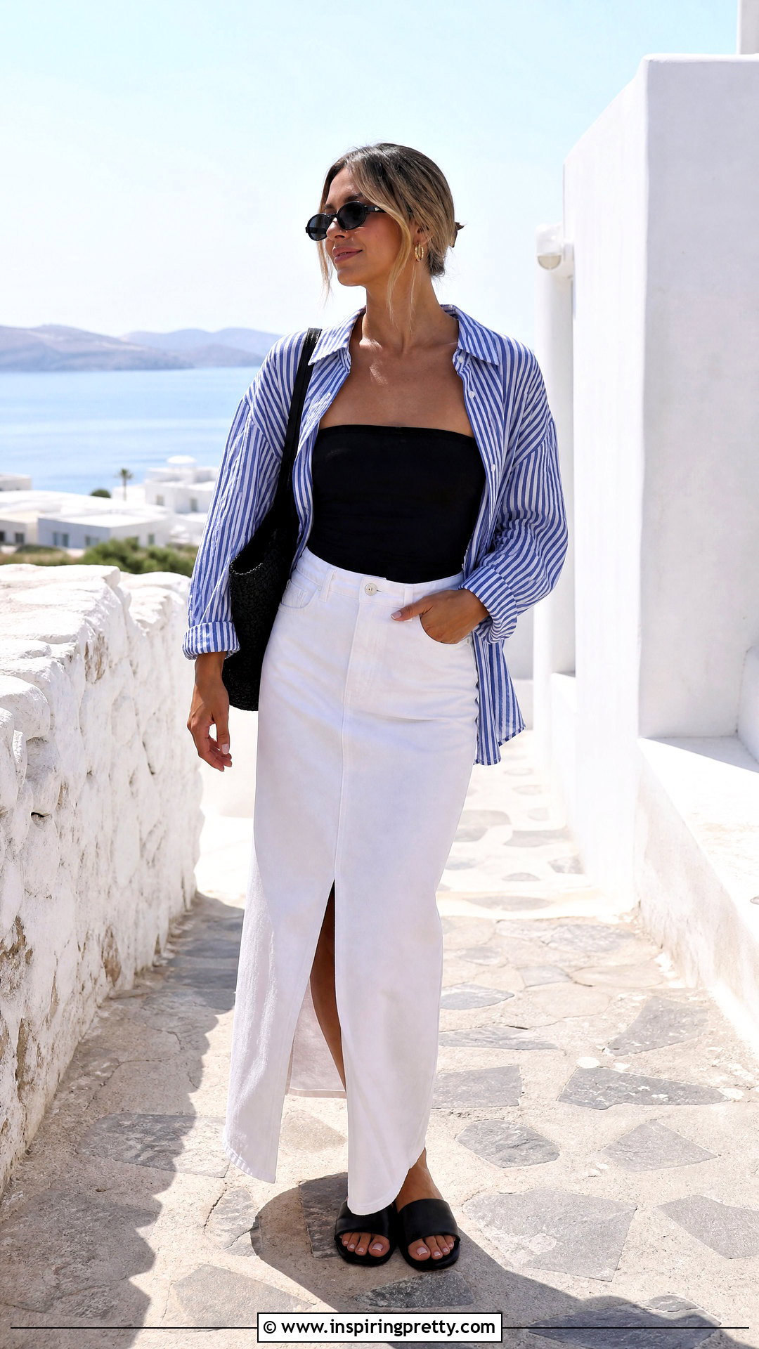 White Denim Long Skirt And Tube Top Outfit - 50 long skirt and top casual outfits