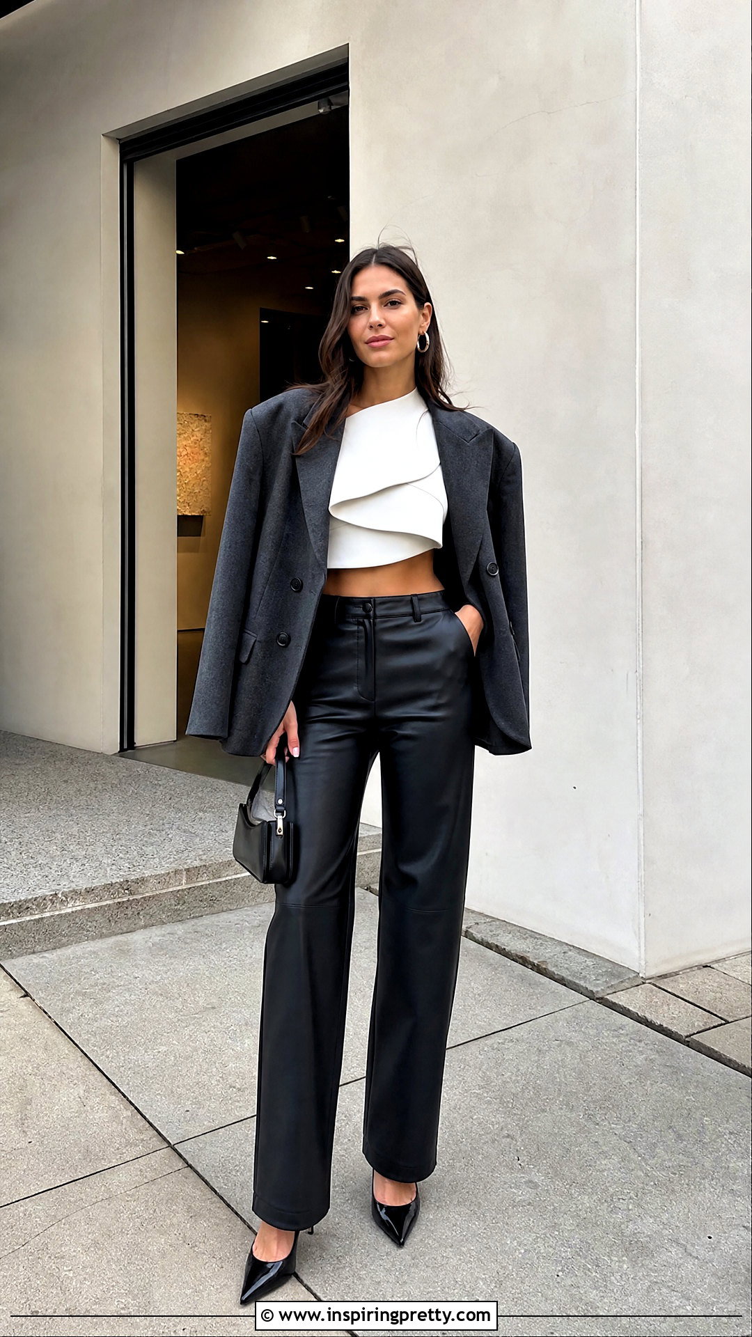White Designer Crop Top With Leather Pants - 25 White Designer Crop Top outfit ideas
