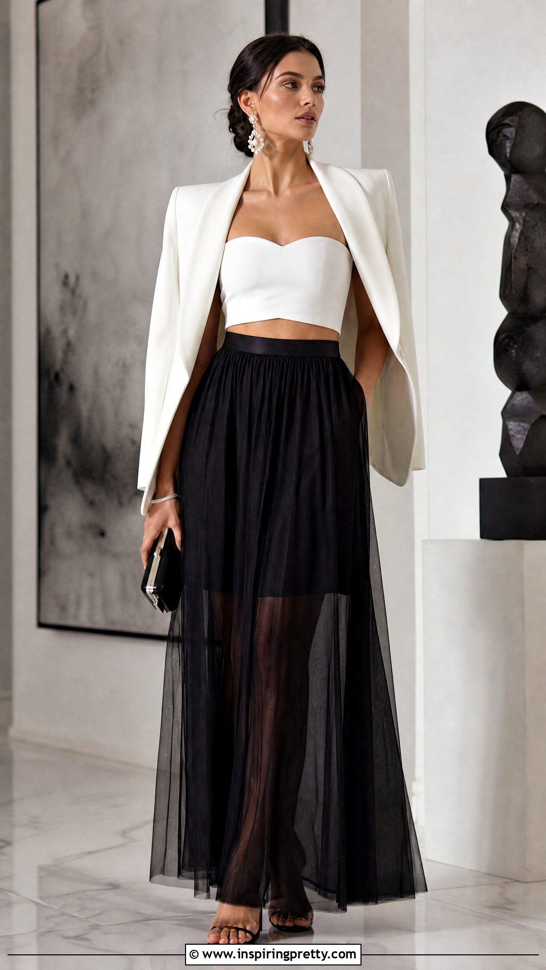 White Designer Crop Top With Sheer Maxi Skirt - 25 White Designer Crop Top outfit ideas