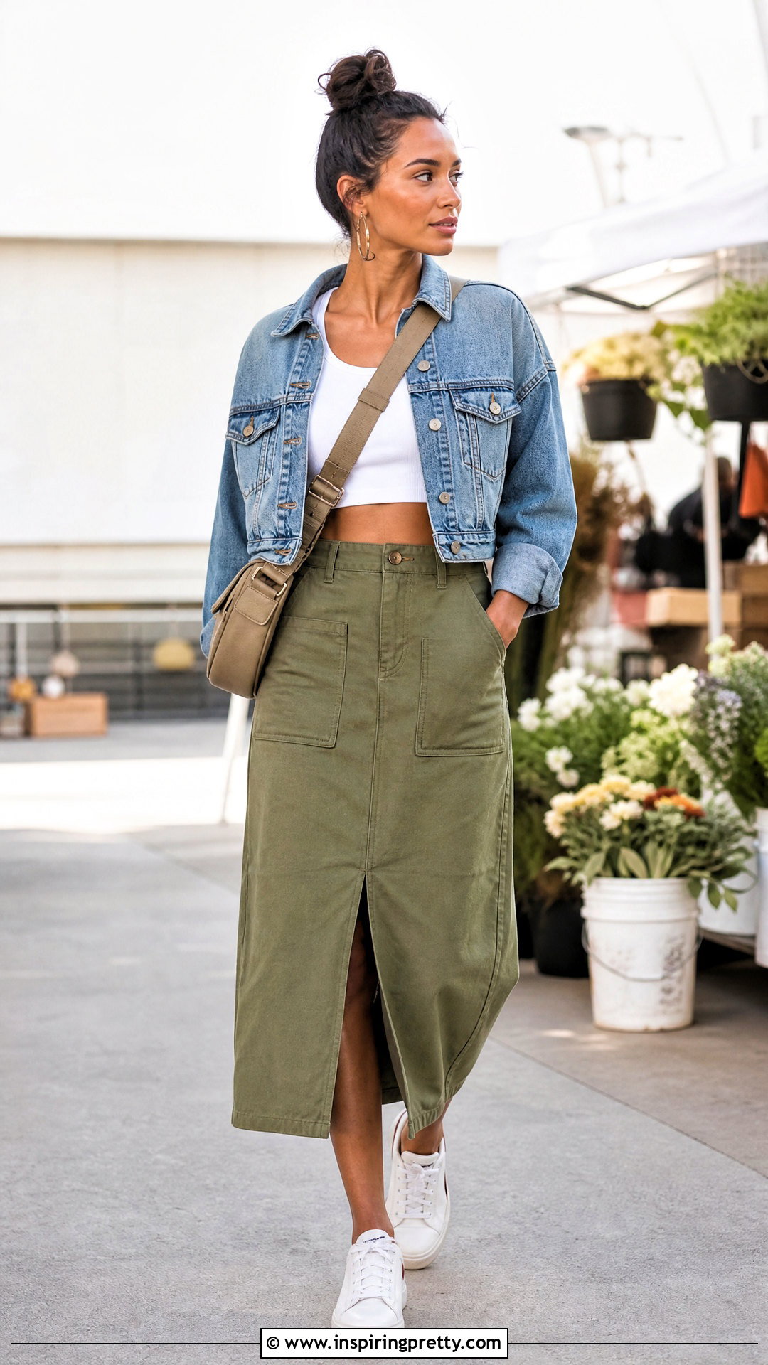 White Designer Crop Top With Utility Midi Skirt - 25 White Designer Crop Top outfit ideas