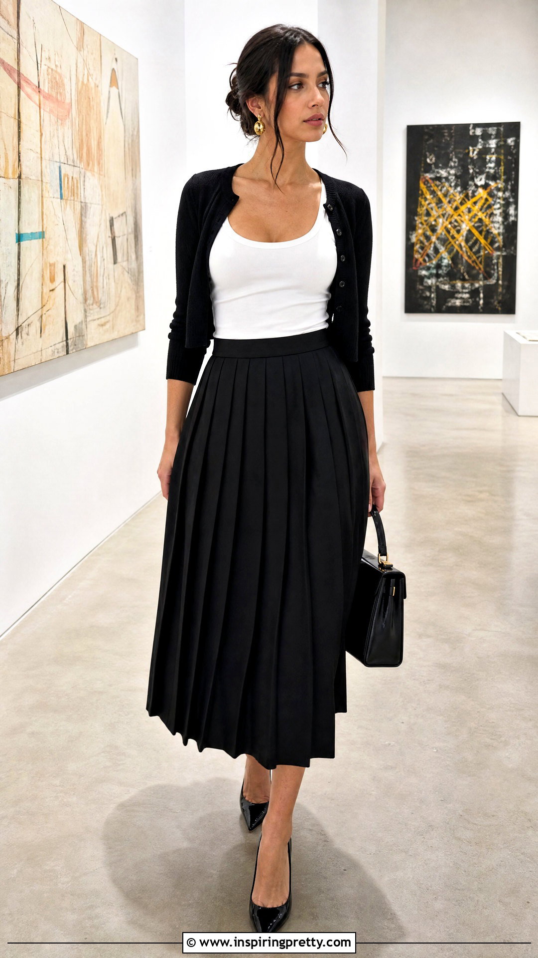 White Dolce Gabbana Tank Top With Black Midi Skirt - 25 dolce gabbana tank top outfit ideas