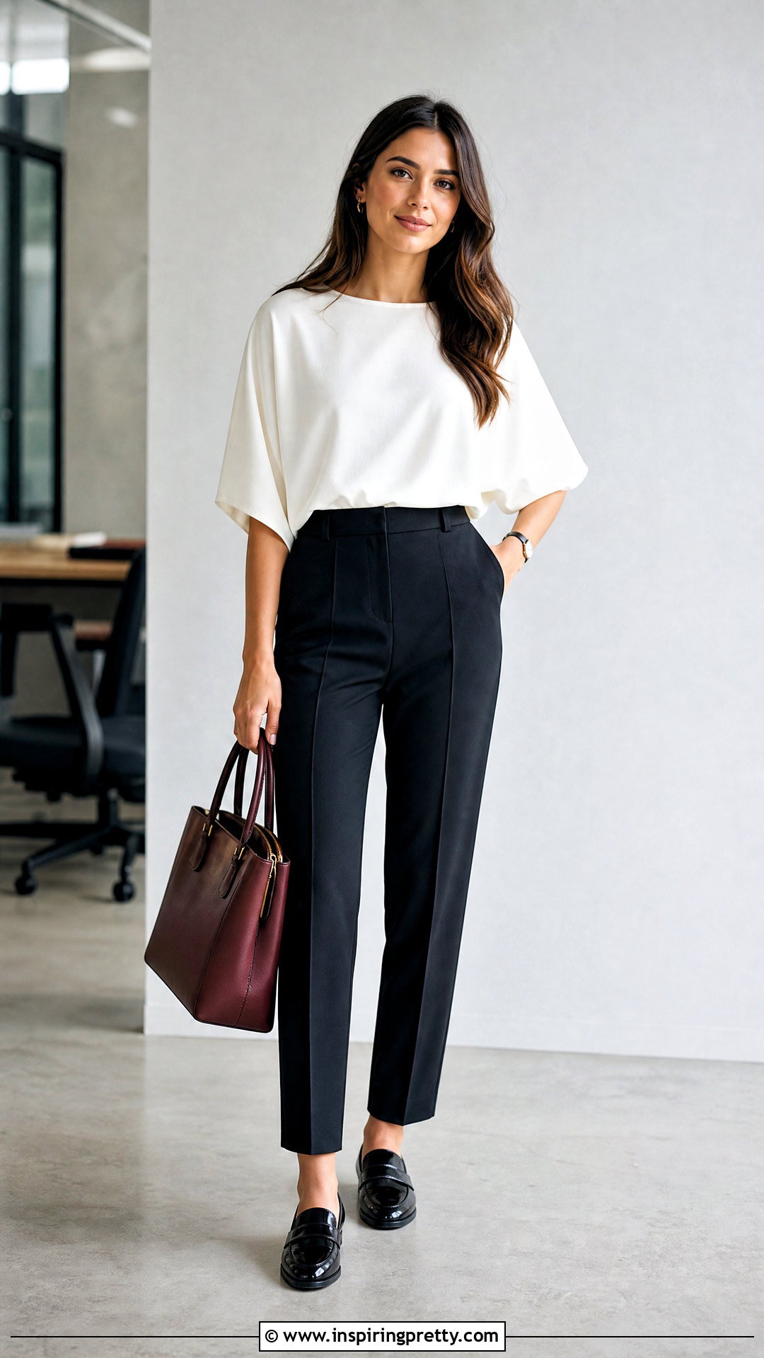 White Dolman Top With Black Trousers - 20 white dolman top outfit ideas