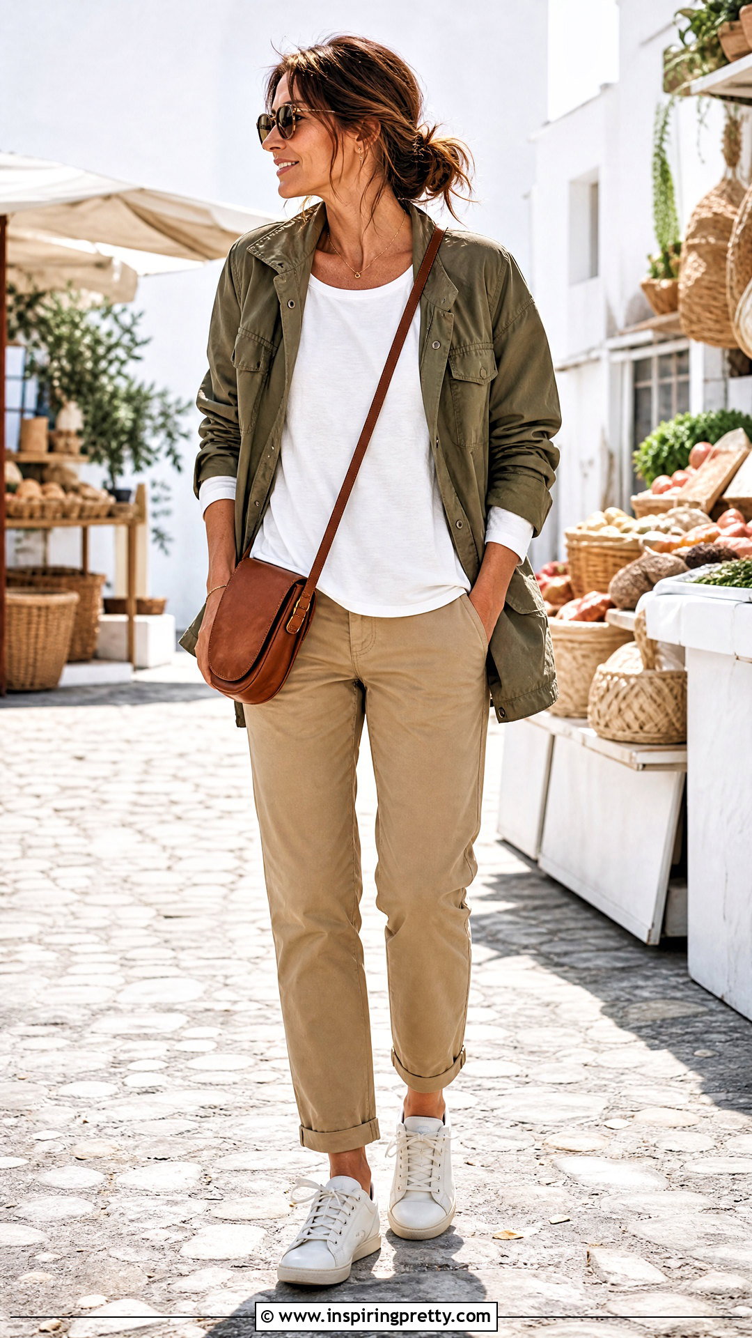 White Dolman Top With Chinos And Utility Jacket - 20 white dolman top outfit ideas