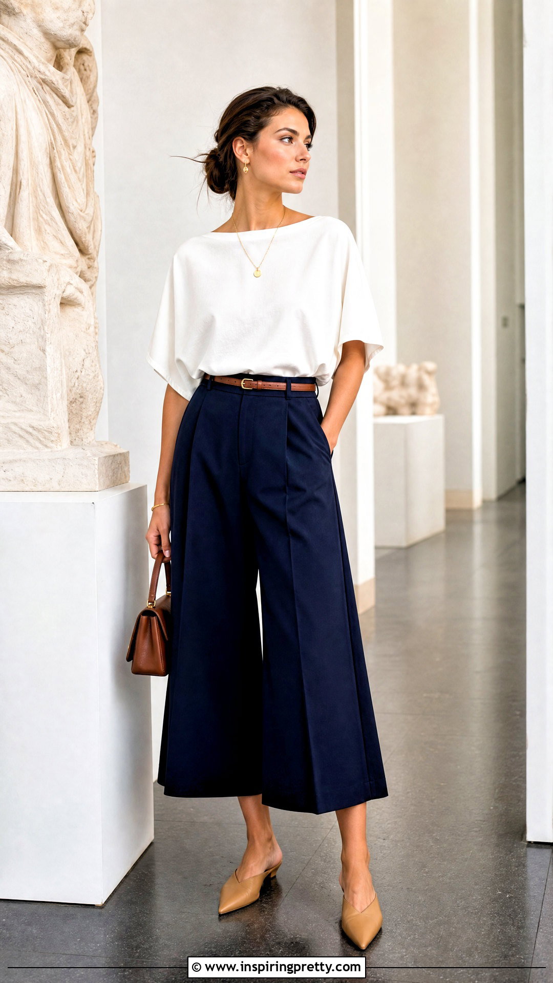 White Dolman Top With Culottes - 20 white dolman top outfit ideas