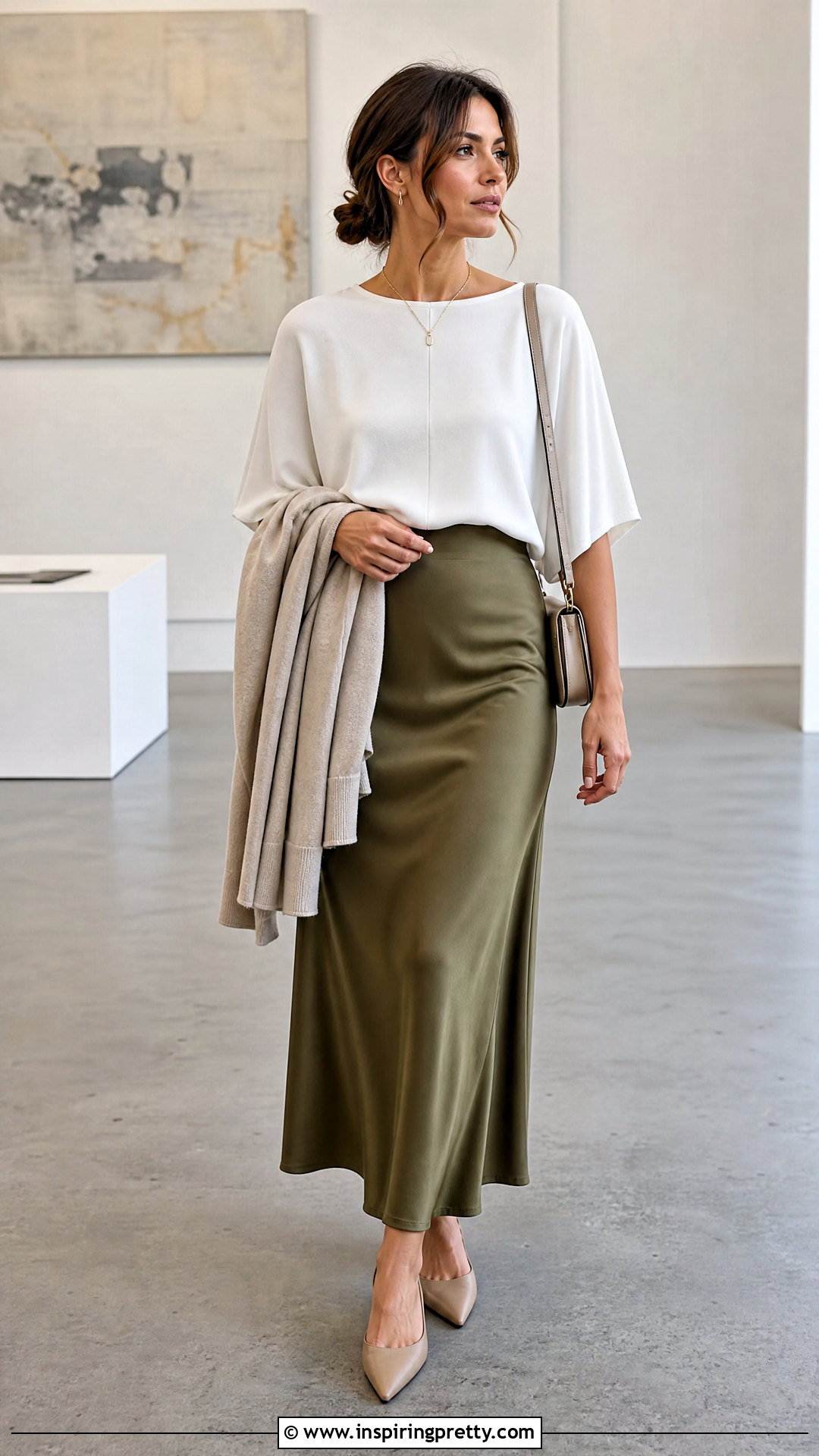 White Dolman Top With Slip Skirt - 20 white dolman top outfit ideas