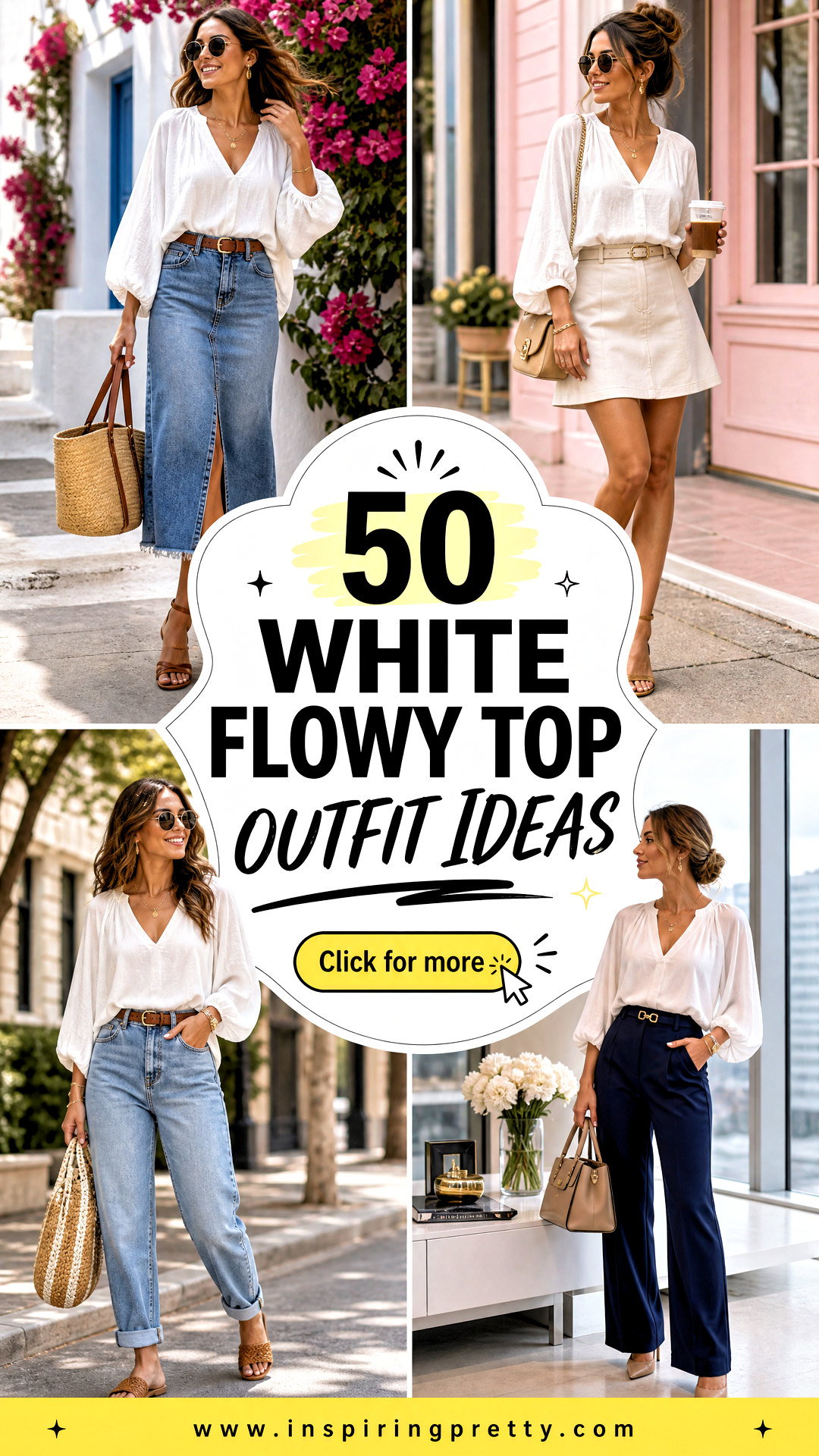 50 White Flowy Top Outfit Ideas for Breezy Summer Style - 50 White Flowy Top Outfit Ideas for Breezy Summer Style