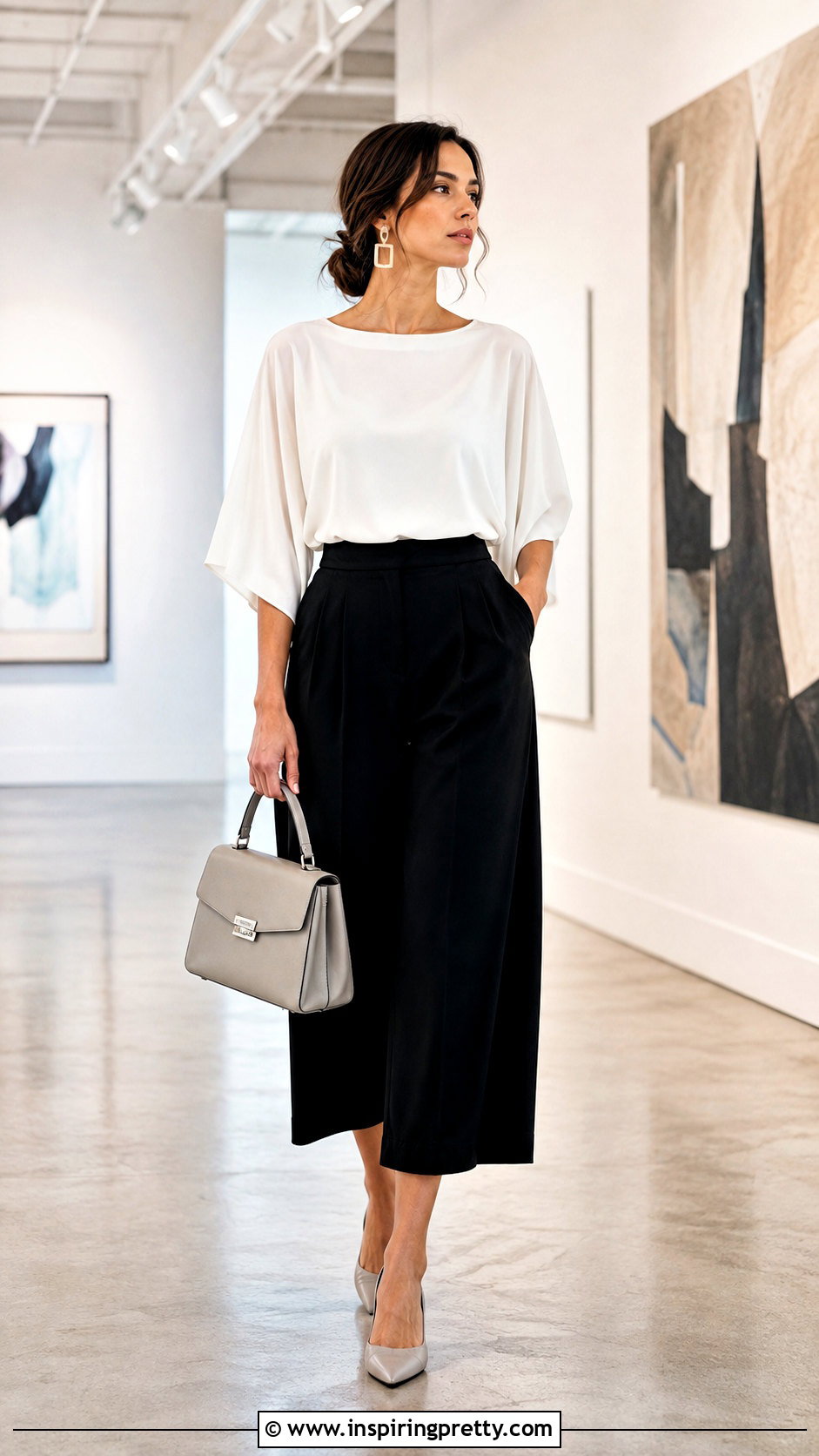 White Flowy Top With Culottes - 50 white flowy top outfit ideas