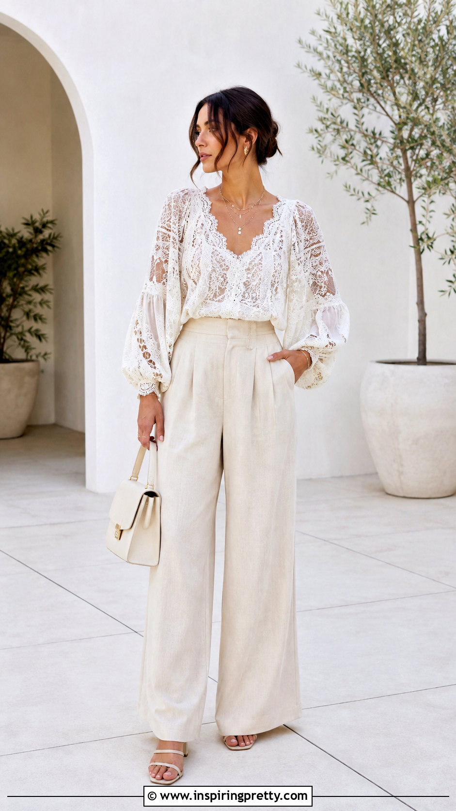 White Free People Lace Top Monochrome Outfit - How To Style Free People Lace Top (25 Ways)
