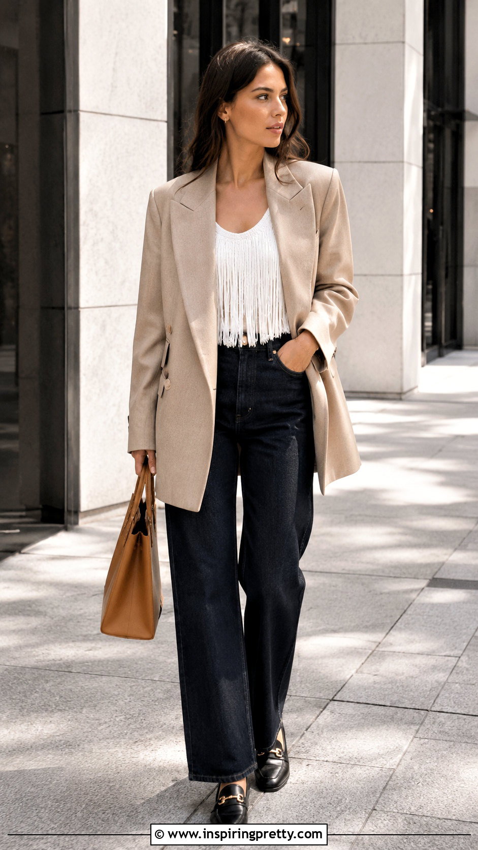 White Fringe Tank Top With Blazer And Jeans - 20 White Fringe Tank Top outfit ideas