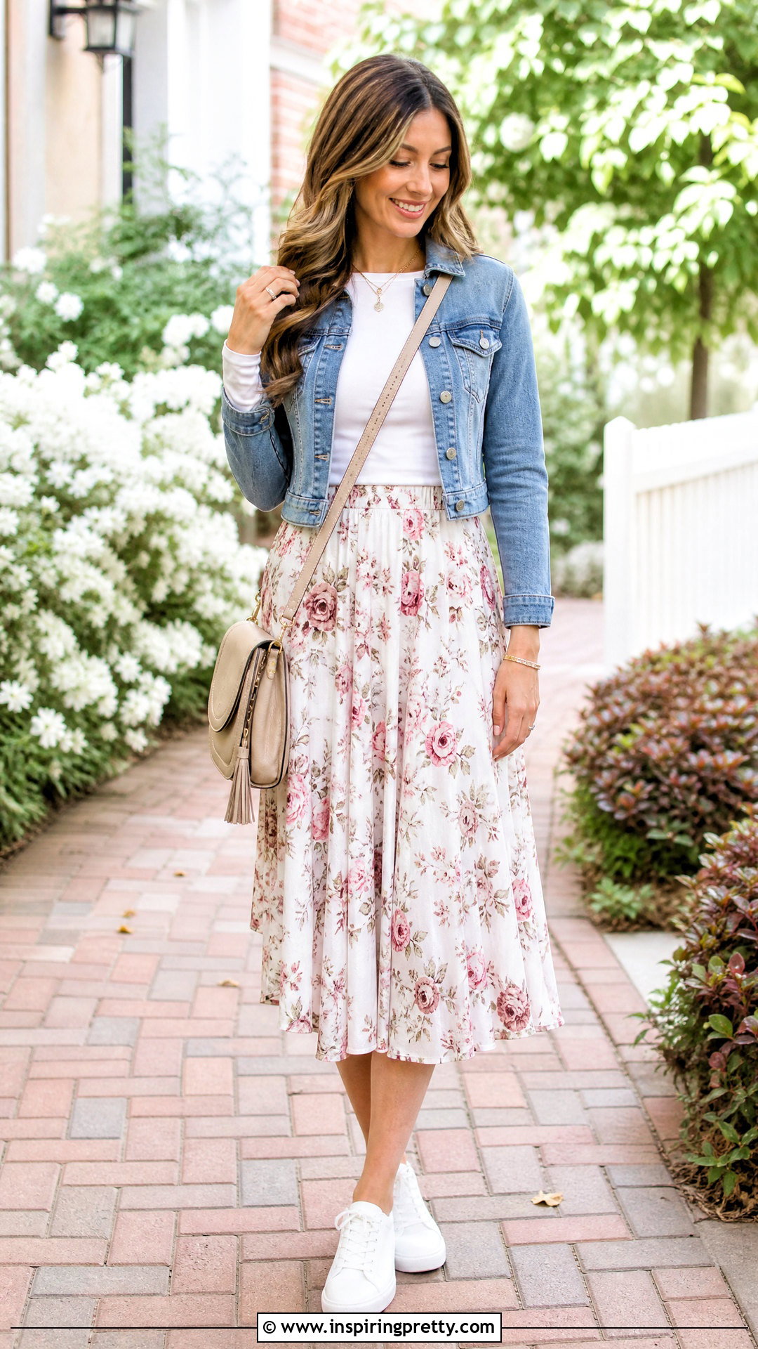 White Full Sleeve Top With Denim Jacket And Skirt - 50 white full sleeve top outfit ideas