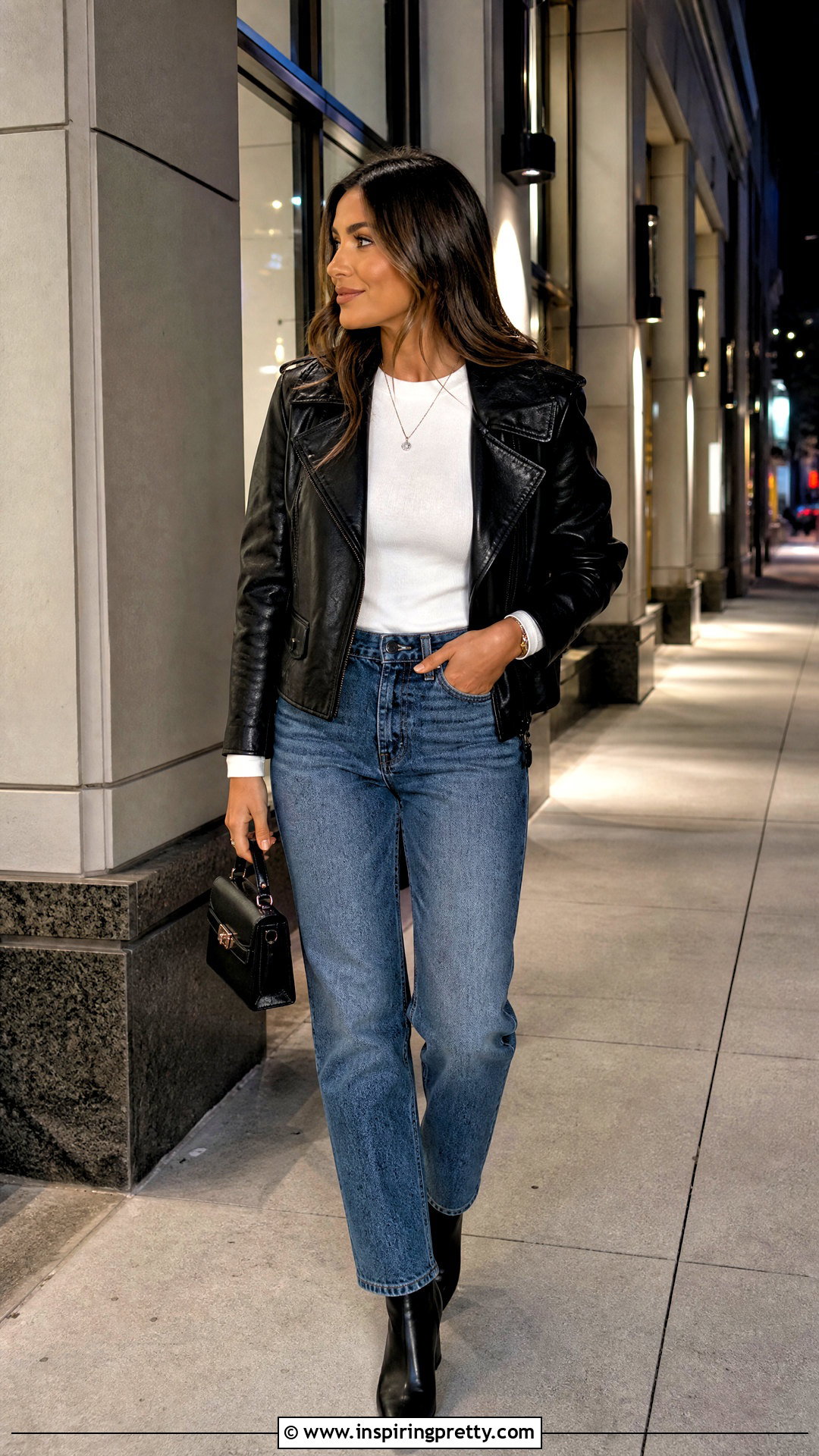 White Full Sleeve Top With Leather Jacket - 50 white full sleeve top outfit ideas