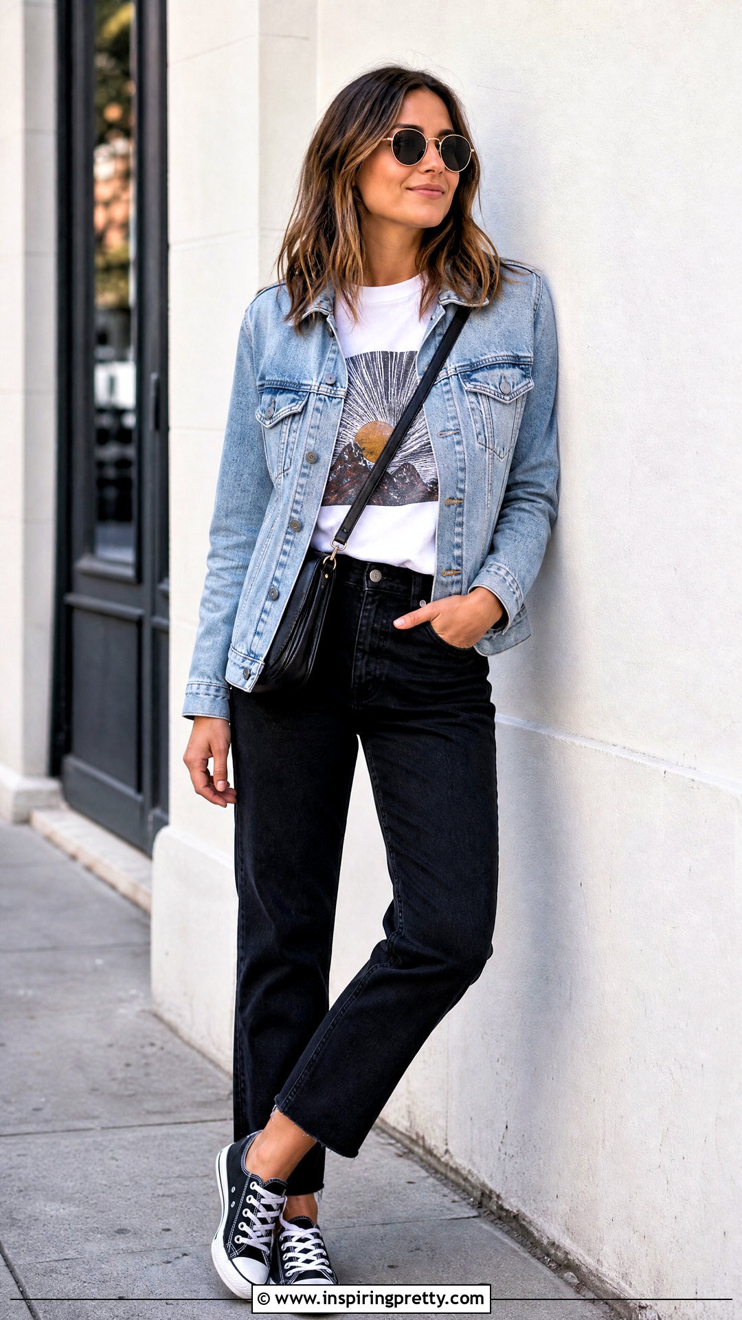 White Graphic Top With Black Jeans - 50 white top outfit casual ideas