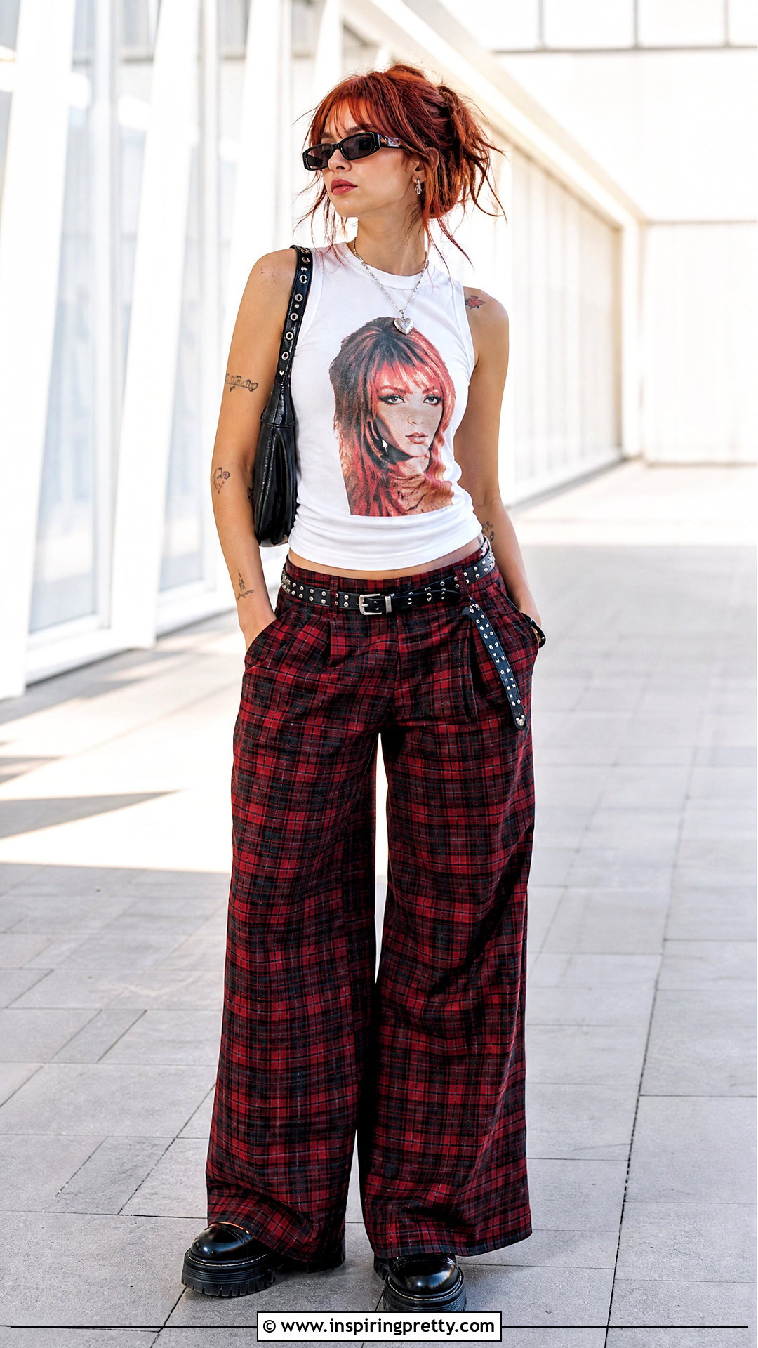 White Hayley Williams Tank Top With Plaid Pants - 25 hayley williams tank tops