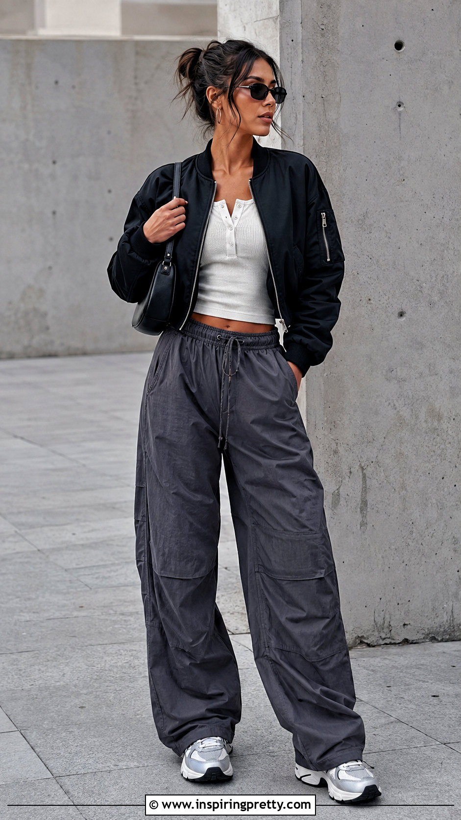 White Henley Top With Parachute Pants - 50 white henley top outfit ideas