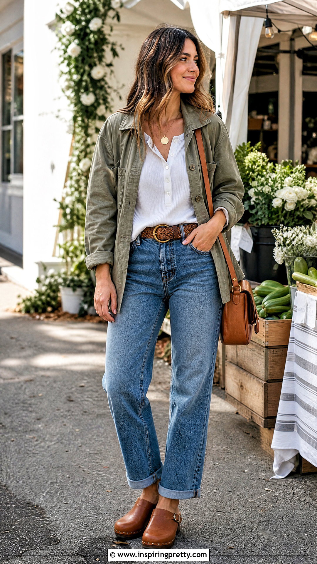 White Henley Top With Relaxed Jeans - 50 cute basic tops outfit ideas