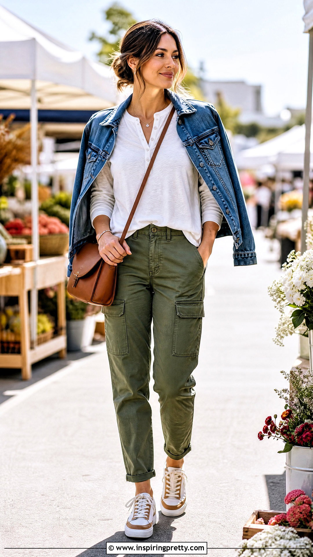 White Henley Top With Utility Pants - 50 white tops for women