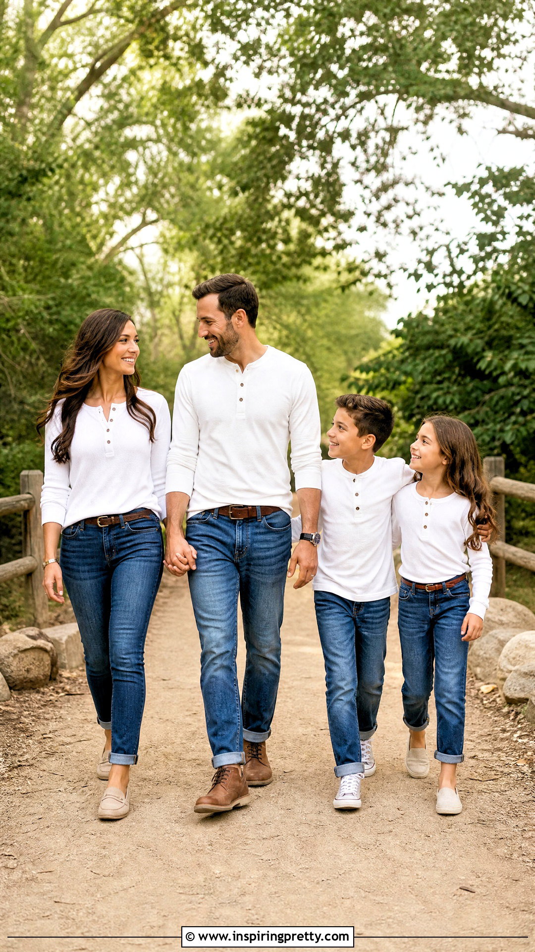 White Henley Tops And Cuffed Jeans Family Picture - 25 White Tops And Jeans Family Pictures