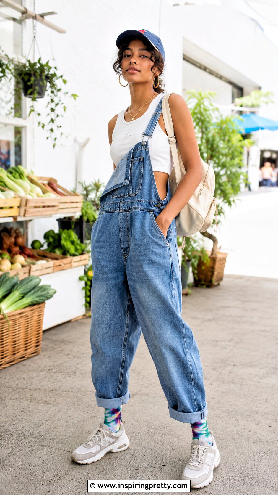 White Hip Hop Tank Top With Overalls - 20 hip hop tank tops outfit ideas