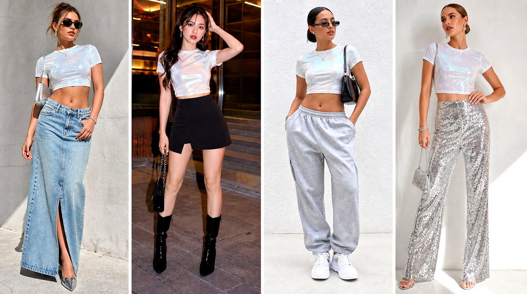 20 White Iridescent Top Outfit Ideas for Glam Party Nights
