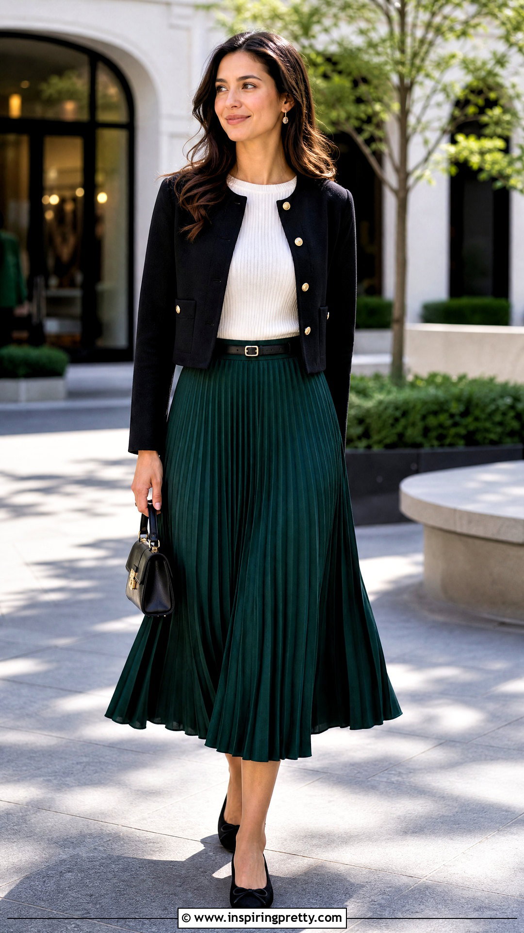 White Knit Top With Pleated Midi Skirt - 20 White Knit Top Fashion outfit ideas