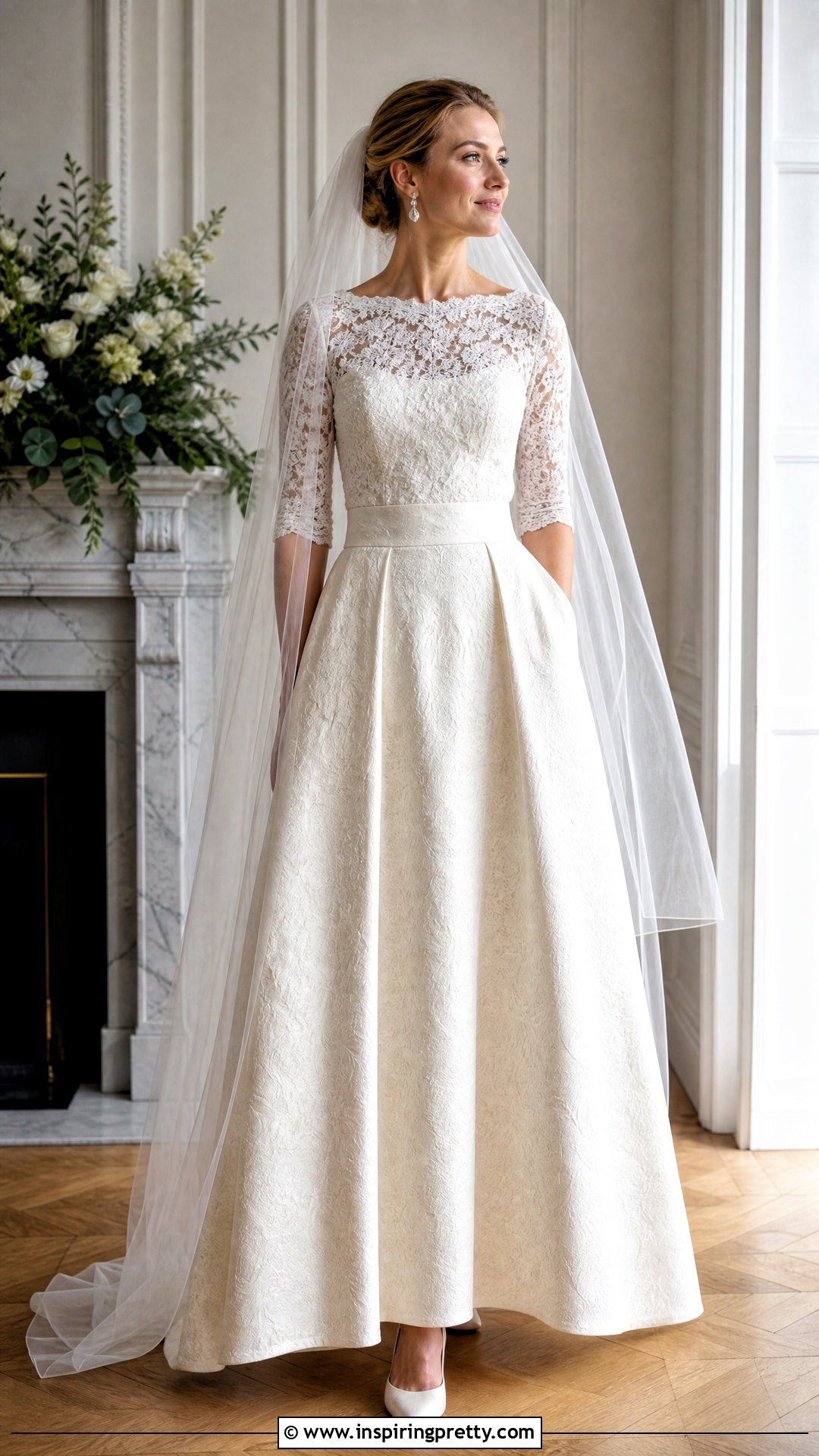 White Lace Bridal Top With Brocade Skirt - 20 White Lace Bridal Top outfit ideas