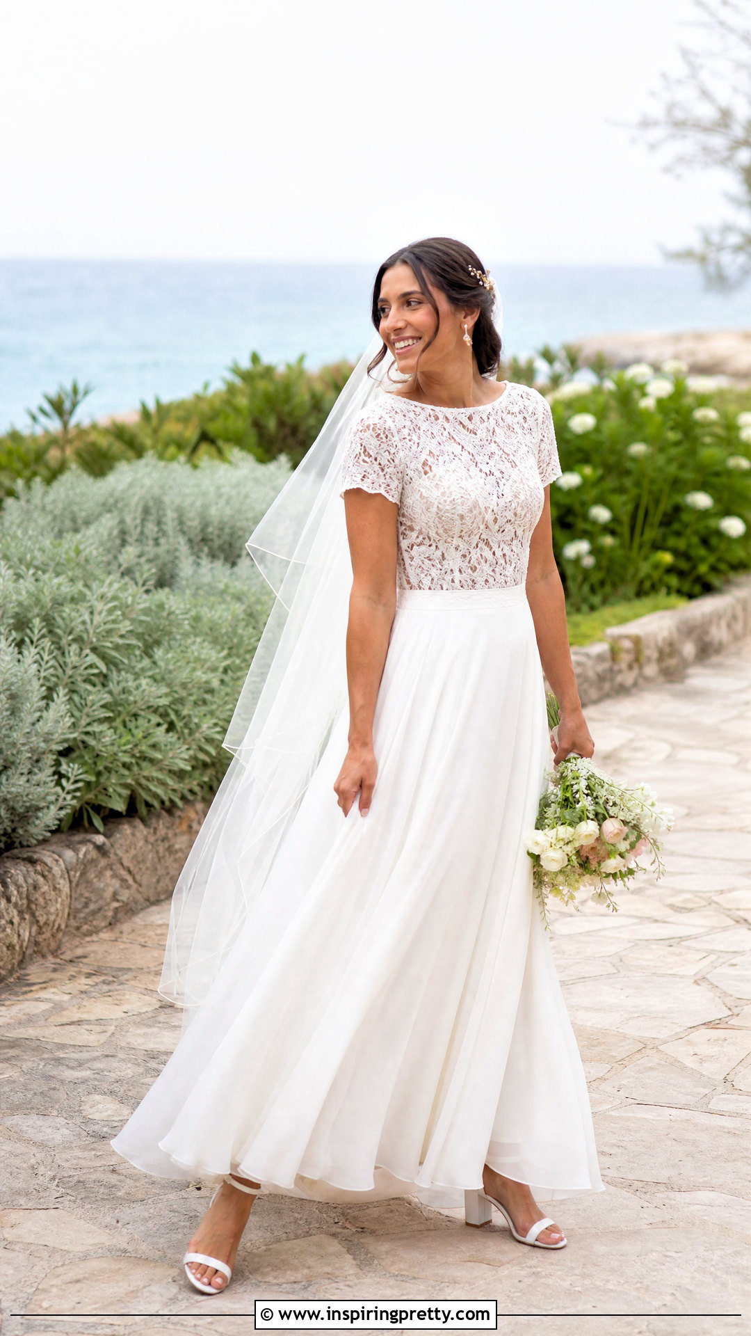 White Lace Bridal Top With Chiffon Skirt - 20 White Lace Bridal Top outfit ideas