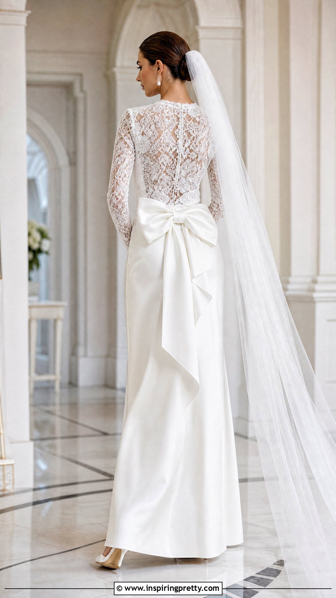 White Lace Bridal Top With Satin Maxi Skirt And Bow - 20 White Lace Bridal Top outfit ideas