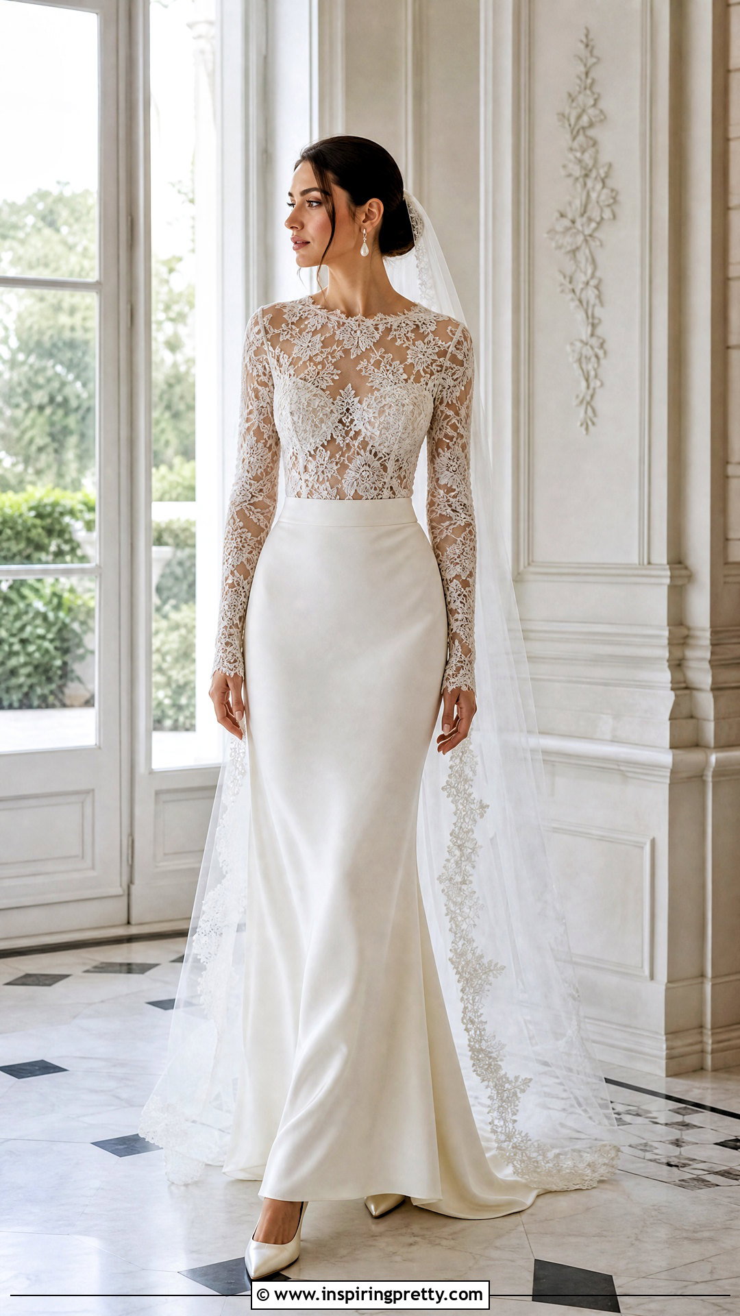 White Lace Bridal Top With Satin Skirt - 20 White Lace Bridal Top outfit ideas