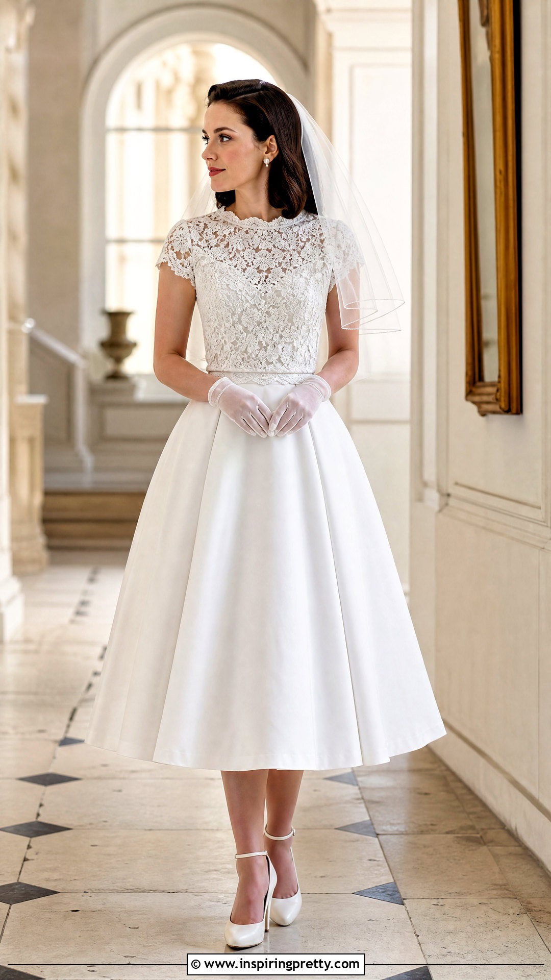 White Lace Bridal Top With Tea Length Skirt - 20 White Lace Bridal Top outfit ideas