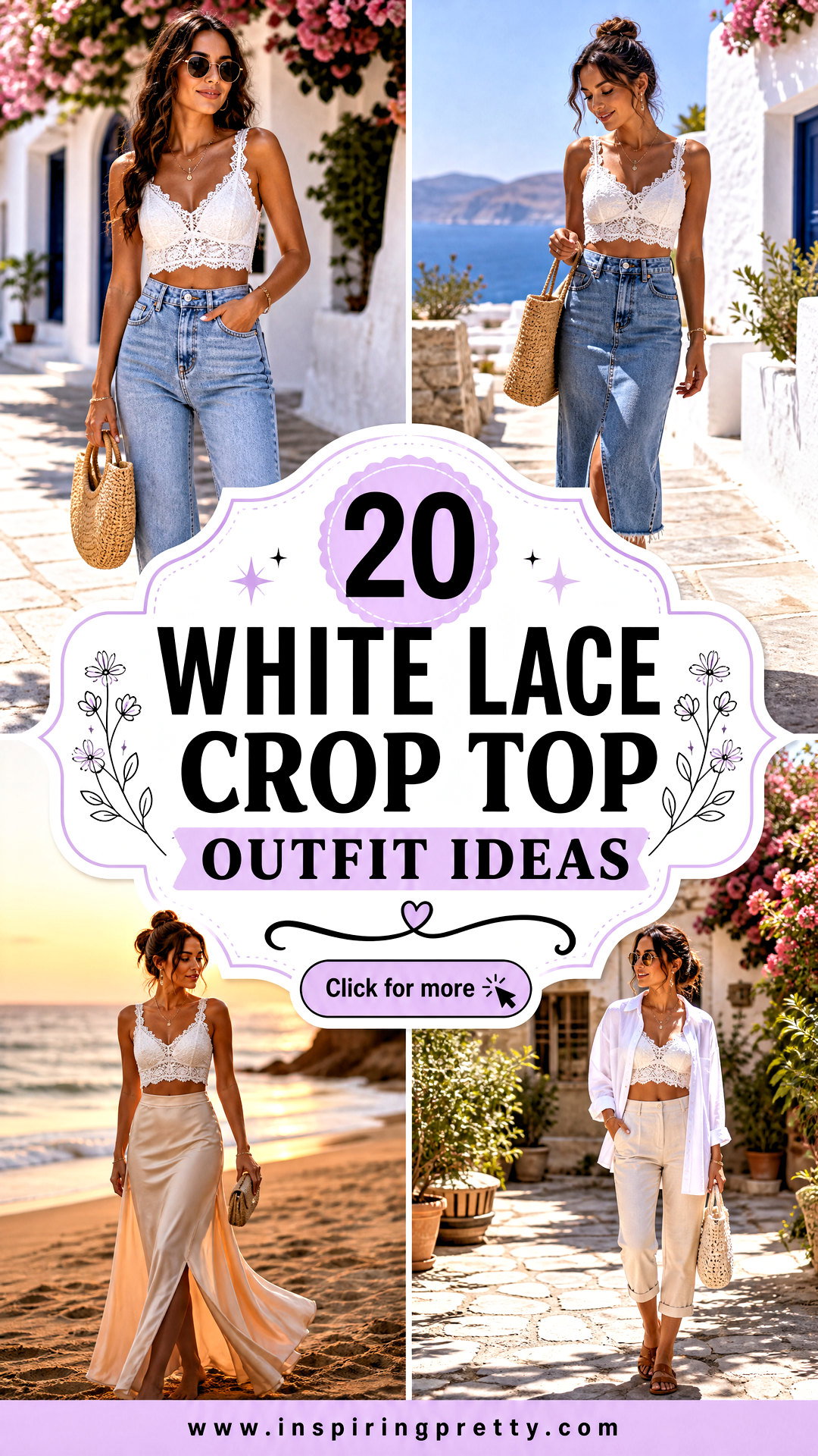20 White Lace Crop Top Outfit Ideas for Romantic Summer Style - 20 White Lace Crop Top Outfit Ideas for Romantic Summer Style