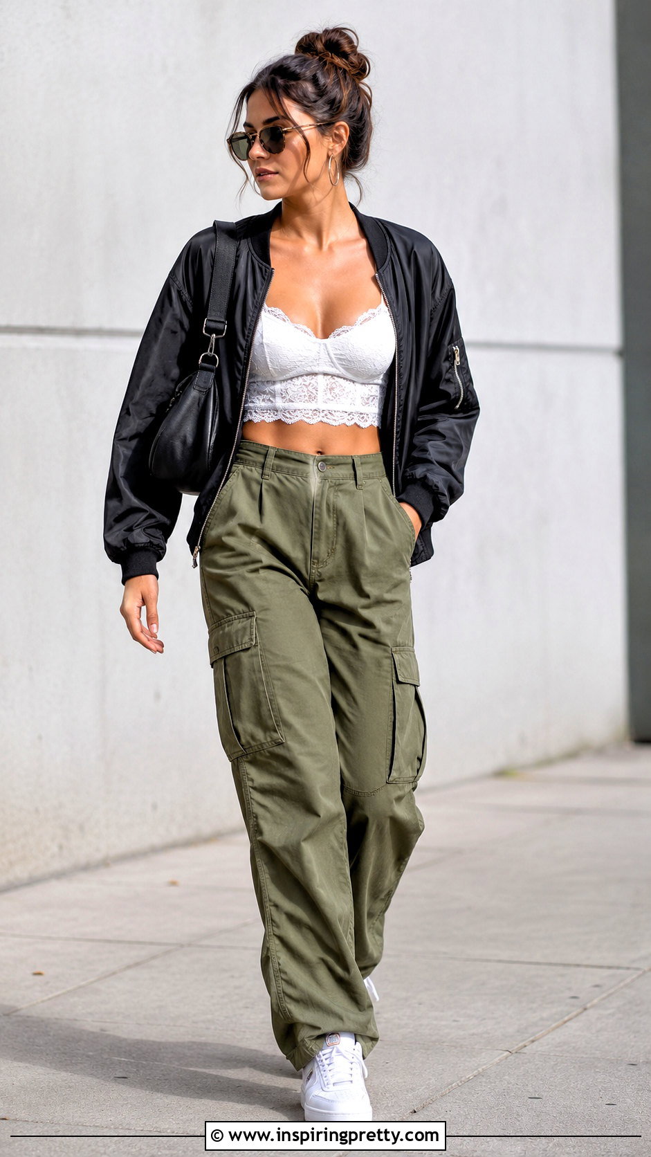 White Lace Crop Top With Cargo Pants - 20 white lace crop top outfit ideas
