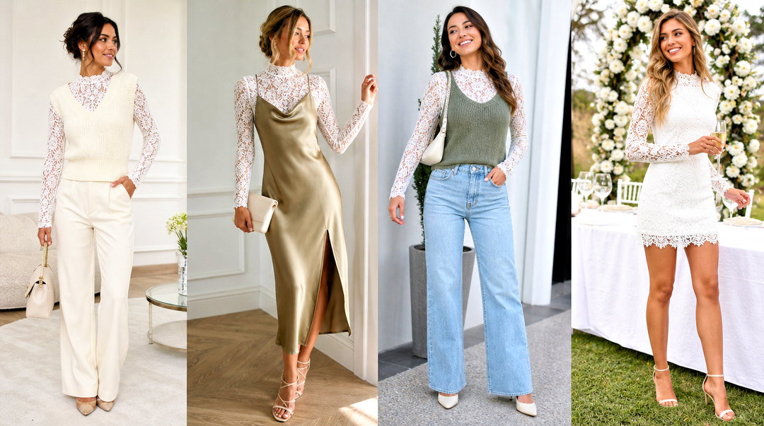 50 White Lace Long Sleeve Top Outfit Ideas for Romantic Looks