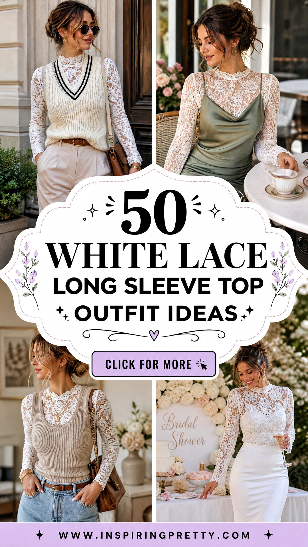 50 White Lace Long Sleeve Top Outfit Ideas for Romantic Looks - 50 White Lace Long Sleeve Top Outfit Ideas for Romantic Looks