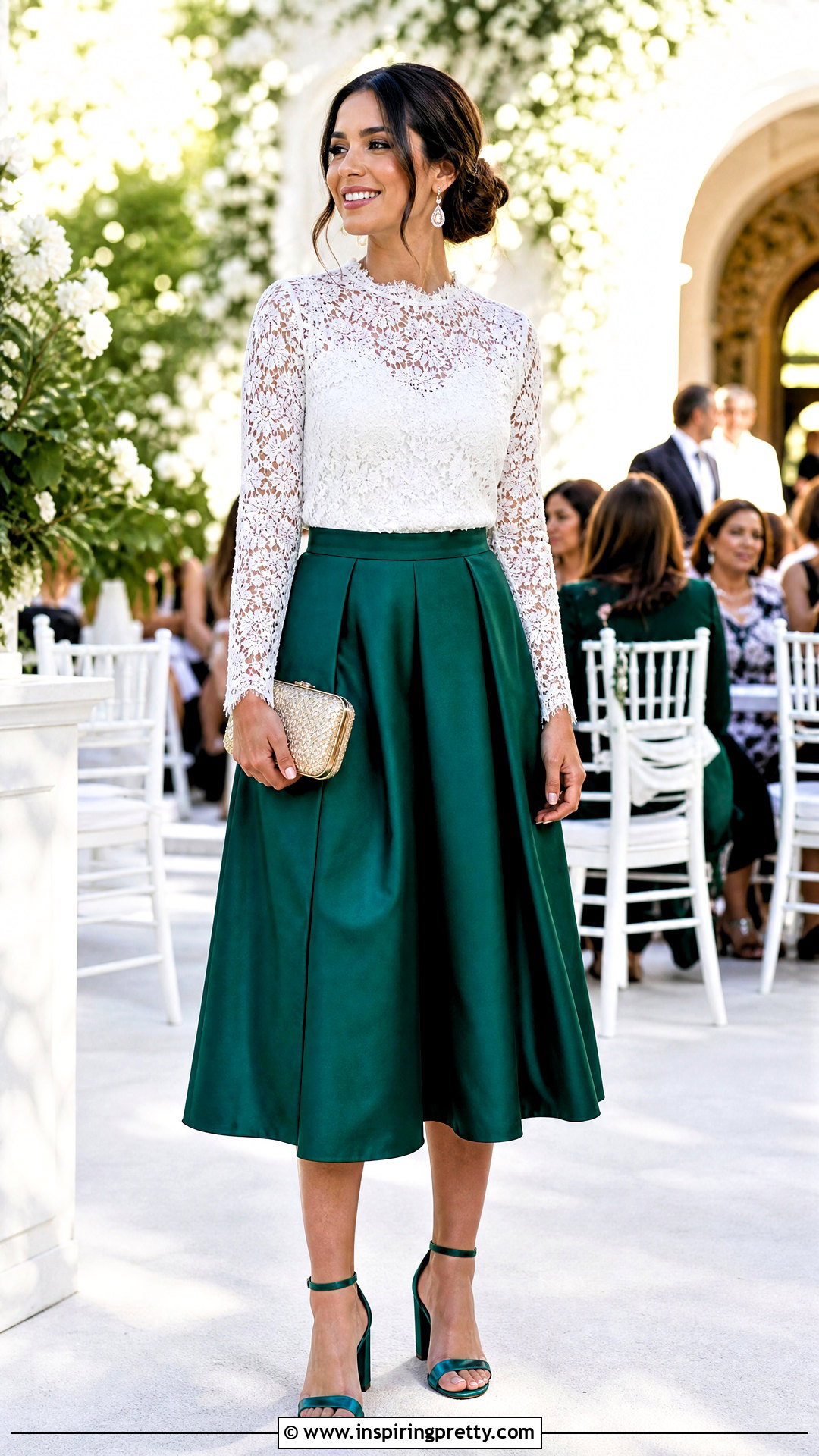 White Lace Long Sleeve Top Wedding Guest Outfit - 50 white lace long sleeve top outfit ideas