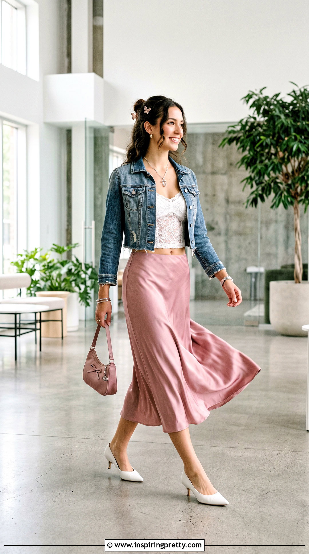 White Lace Top With Satin Midi Skirt - 25 White Lace Top Y2K outfit ideas