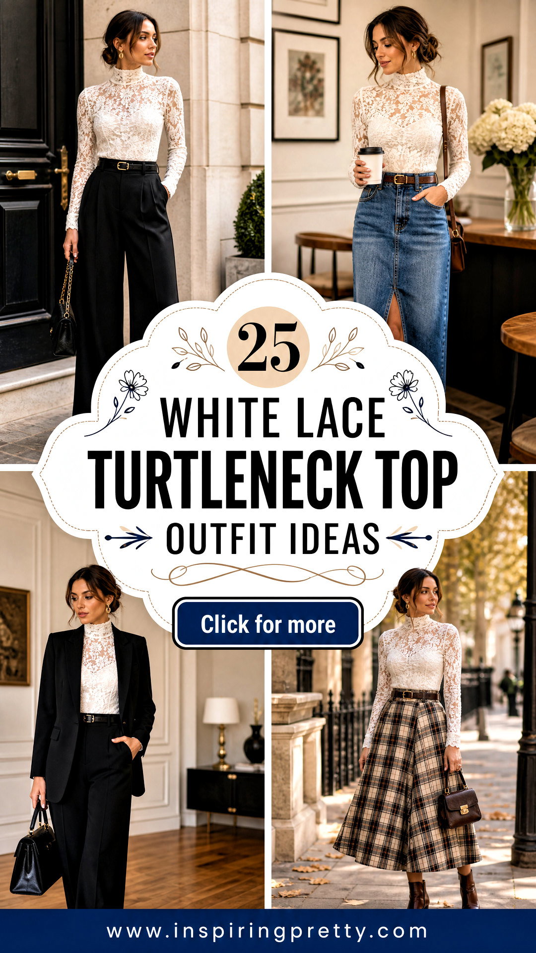 25 White Lace Turtleneck Top Outfit Ideas for Elegant Layering - 25 White Lace Turtleneck Top Outfit Ideas for Elegant Layering