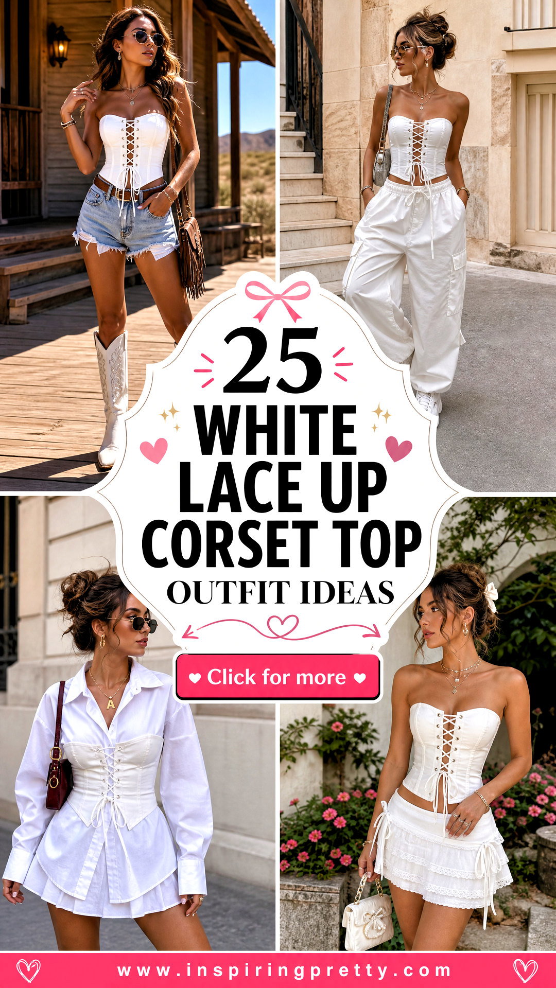 25 White Lace Up Corset Top Outfit Ideas for Romantic Looks - 25 White Lace Up Corset Top Outfit Ideas for Romantic Looks