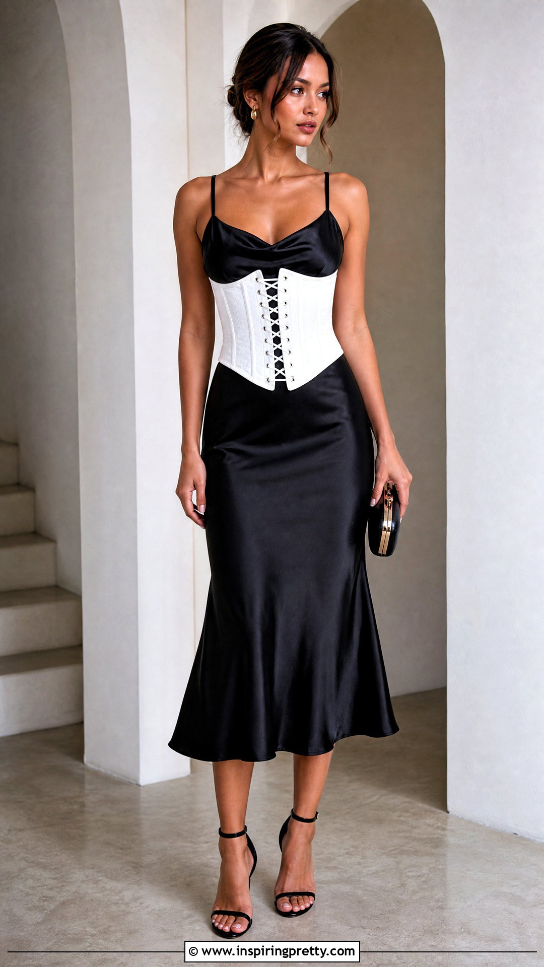White Lace Up Corset Top Over A Slip Dress - 25 White Lace Up Corset Top outfit ideas