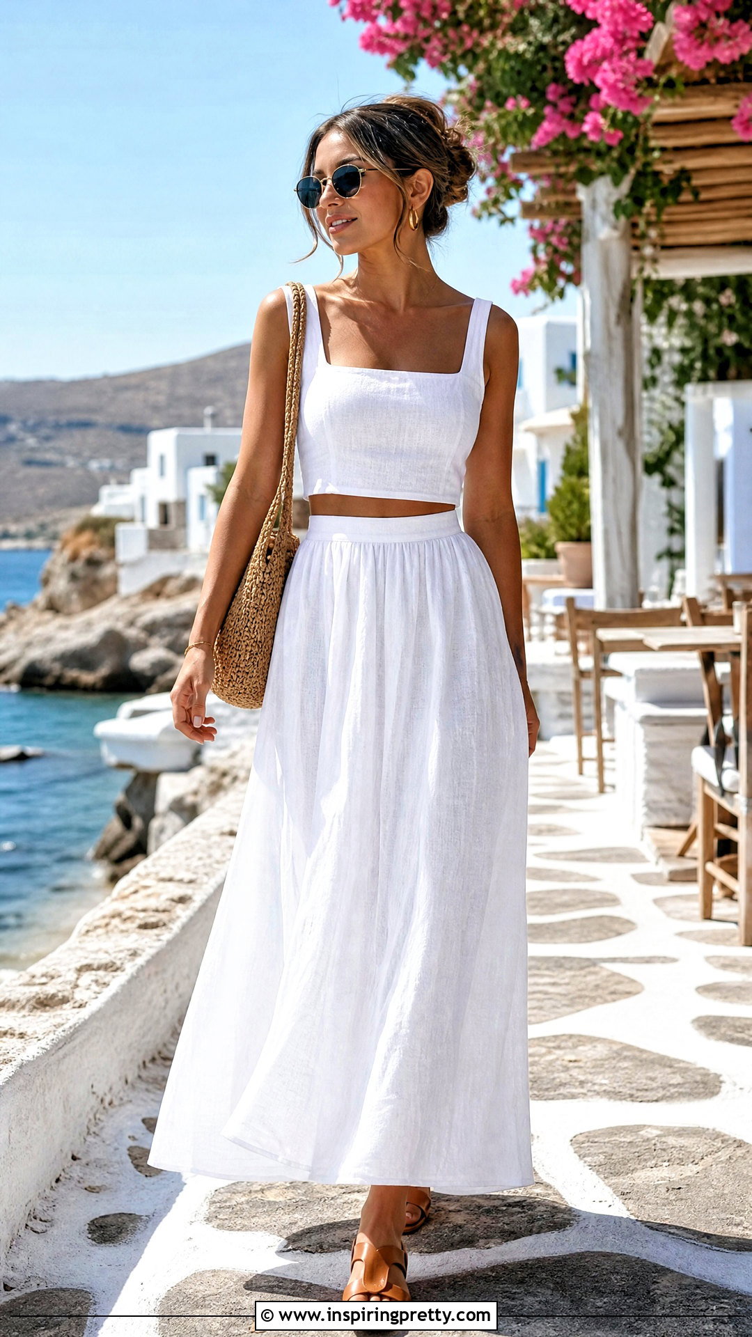 White Linen Crop Top And Maxi Skirt Set - 20 Linen Crop Top And Skirt Sets