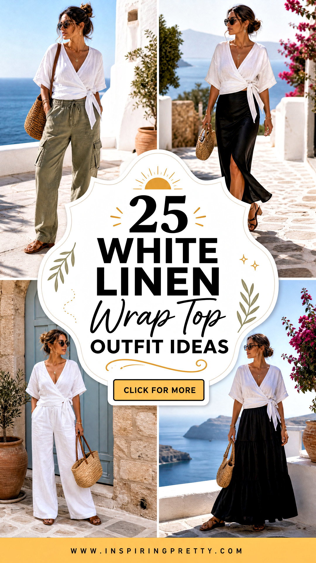25 White Linen Wrap Top Outfit Ideas for Breezy Summer Style - 25 White Linen Wrap Top Outfit Ideas for Breezy Summer Style