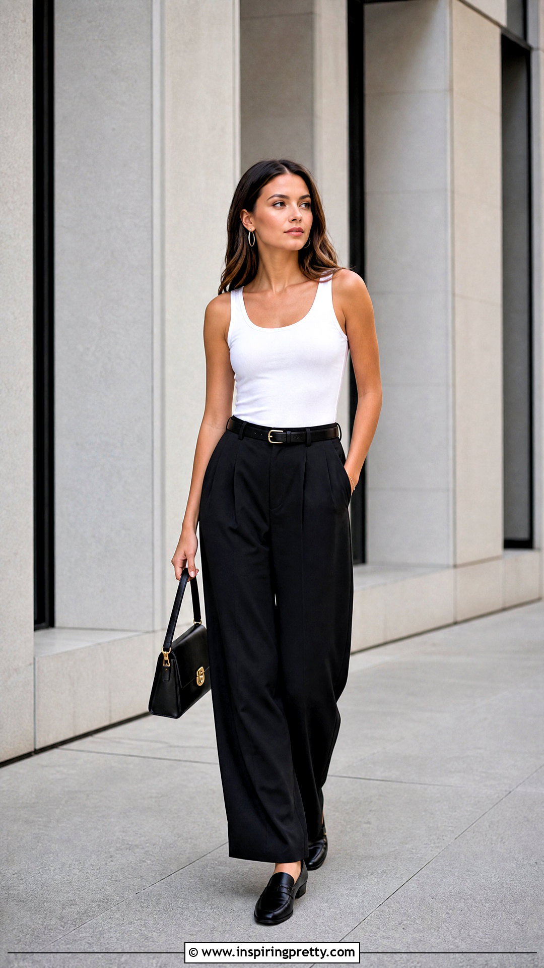 White Loewe Tank Top With Black Trousers - 50 loewe top outfit ideas