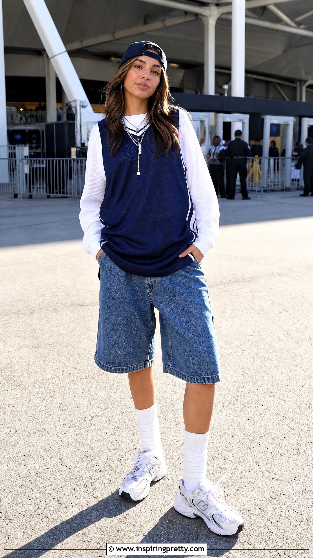 White Long Sleeve Top Under A Basketball Jersey - 25 Billie Eilish White Top outfit ideas